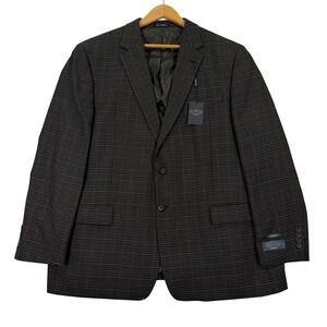 NEW Pronto Uomo Mens 46R Executive Fit Blazer Sport Coat Brown Houndstooth Wool